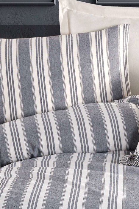 L'essentiel linge de maison Soft Line - Juego de Funda de Edredón Individual Antracita